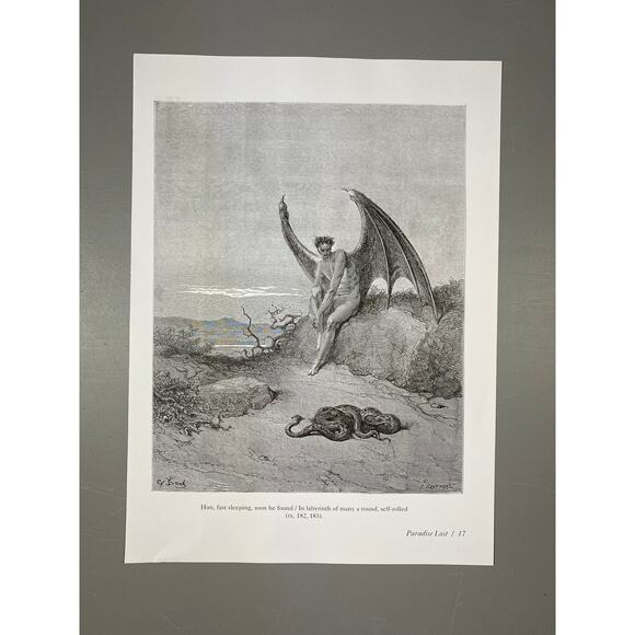 Dore, Paradise Lost, Satan, Illustration, Print, Bookplate, Art, ~ 240707-WH 292 - Picture 2 of 4